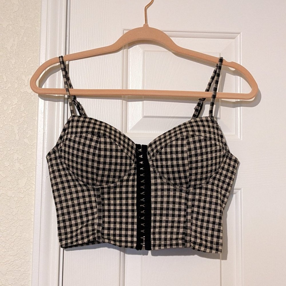 Checkered Corset Crop Top